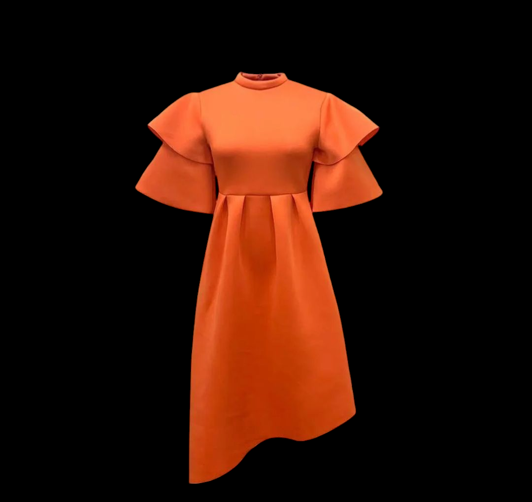 Elegant Summer Dress With Lotus-Sleeves