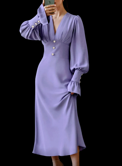 Luxury Lantern Sleeves Midi Dress