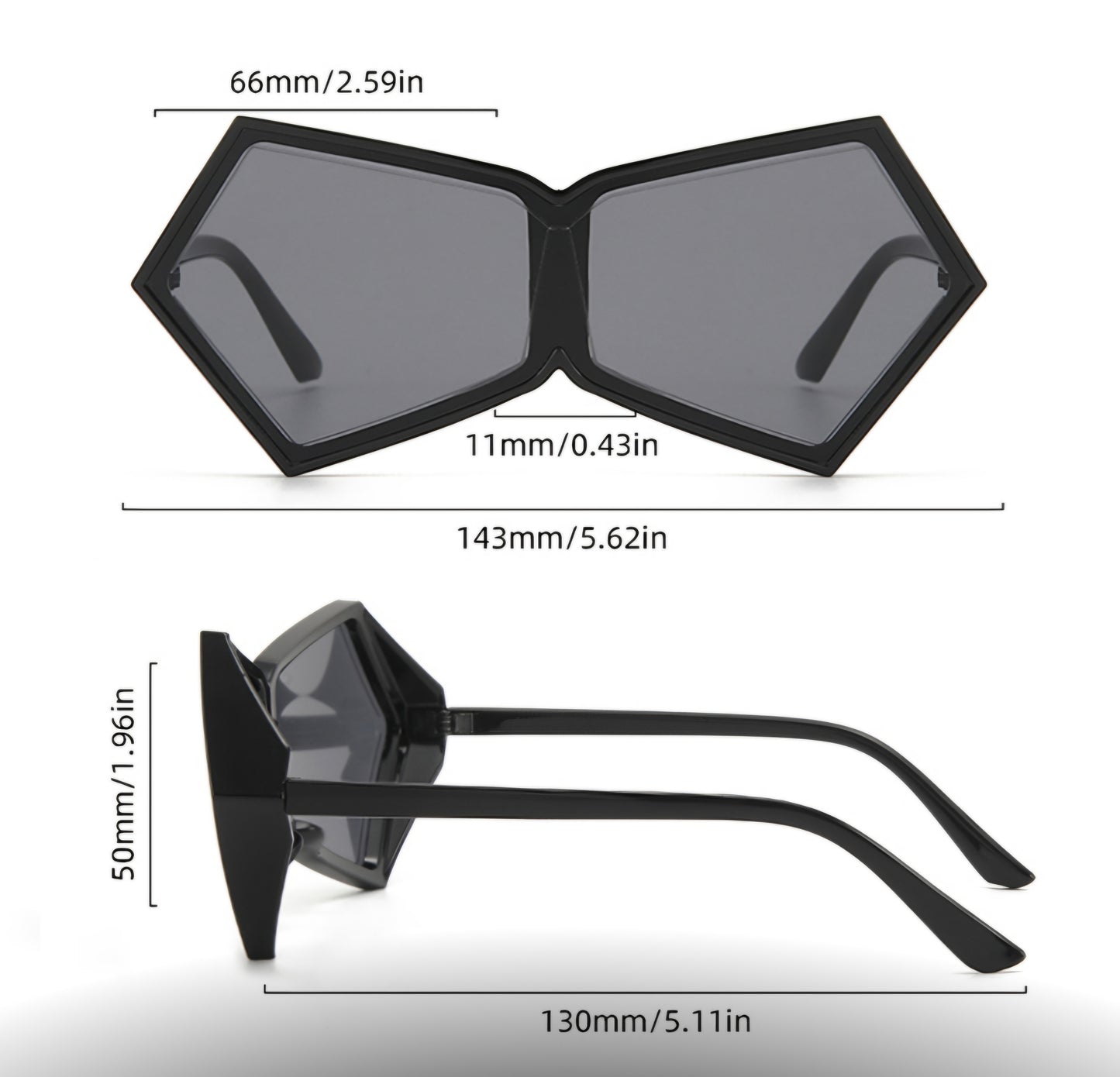 Black & White Polygonal Integrated Sunglasses