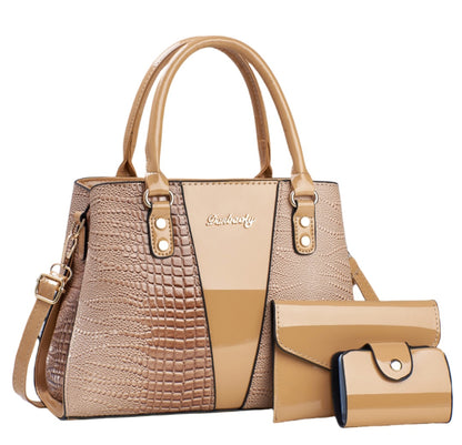 Three-Piece Crocodile
Print Faux Leather Bags