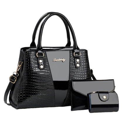 Three-Piece Crocodile
Print Faux Leather Bags