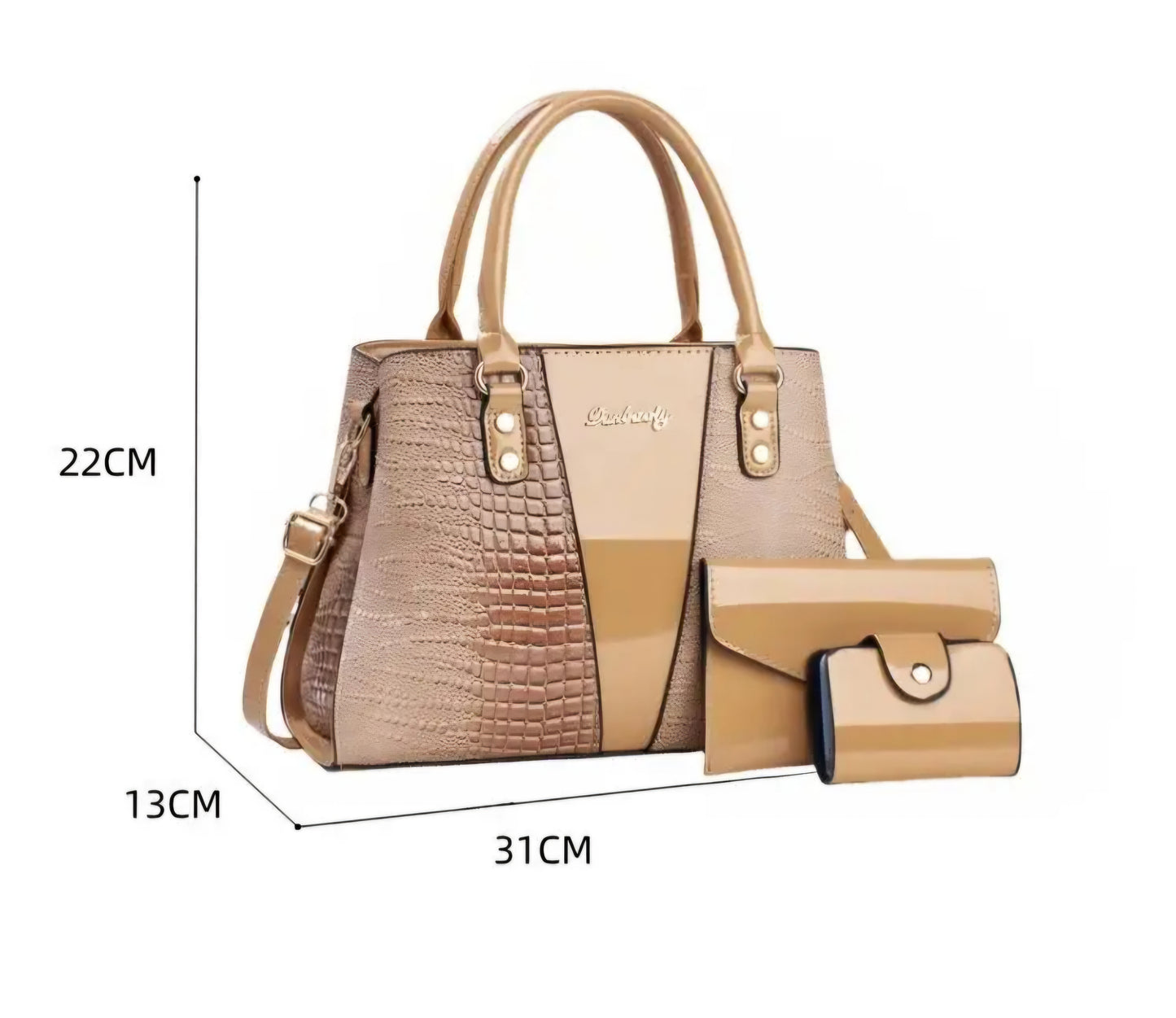 Three-Piece Crocodile
Print Faux Leather Bags