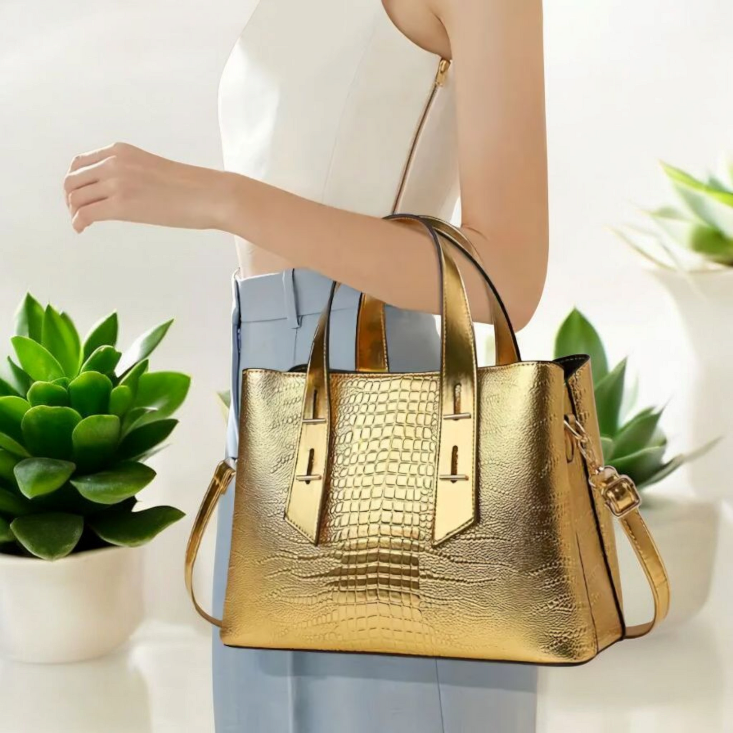 Stylish Crocodile Pattern Crossbody Bag