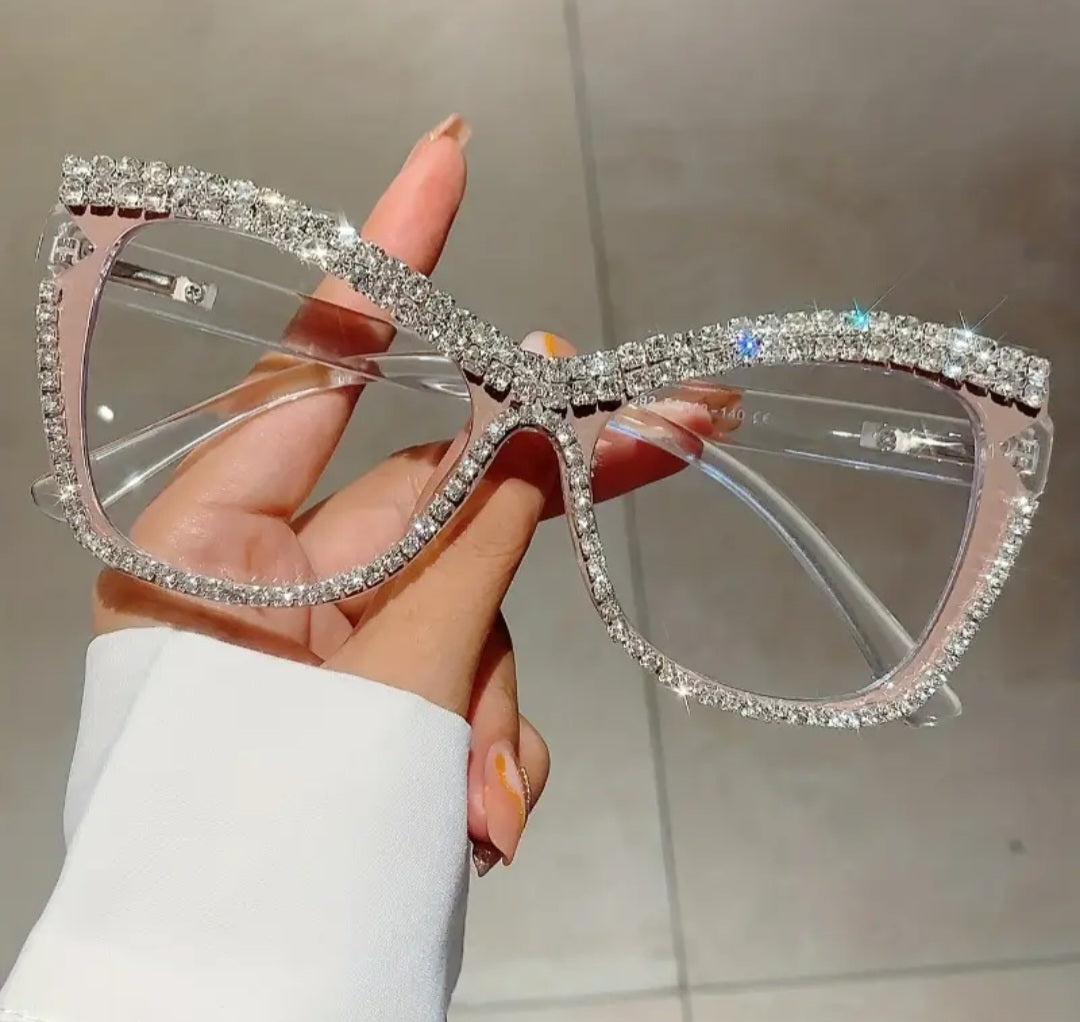 Rhinestone Decorated Cat-Eye Glasses