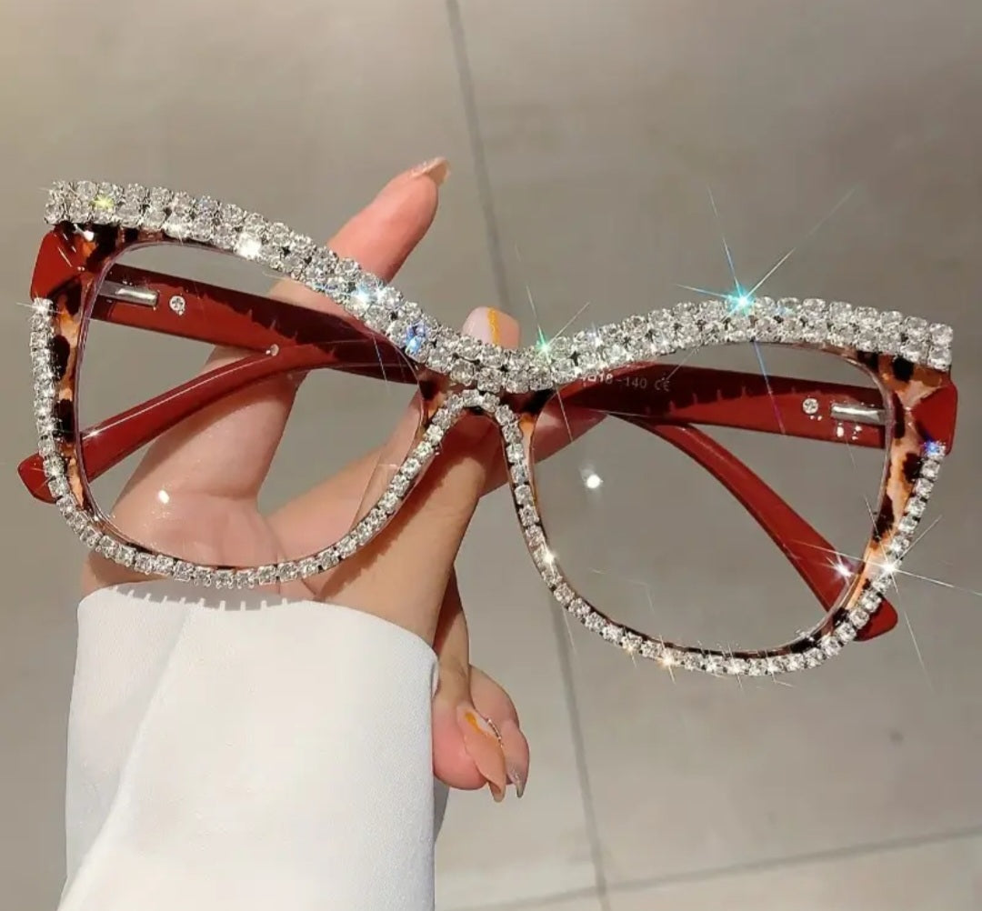 Rhinestone Decorated Cat-Eye Glasses