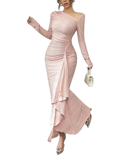 Elegant Asymmetrical Ruched Dress