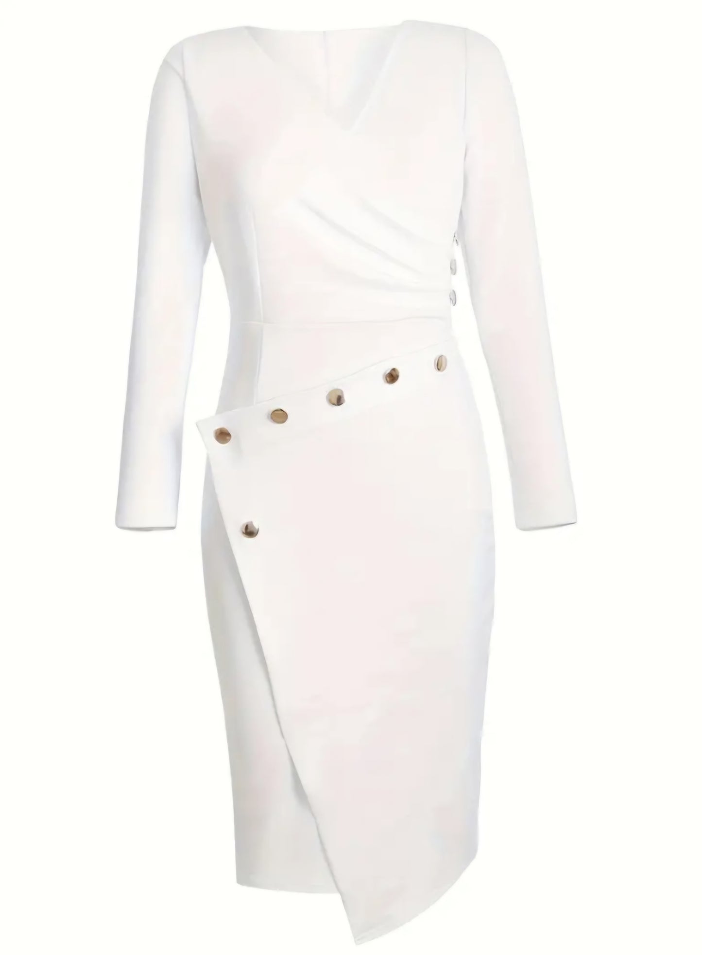 Deep V-Neck Pencil Midi Dress