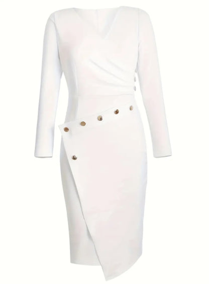 Deep V-Neck Pencil Midi Dress