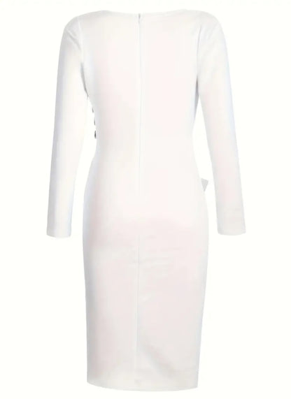 Deep V-Neck Pencil Midi Dress