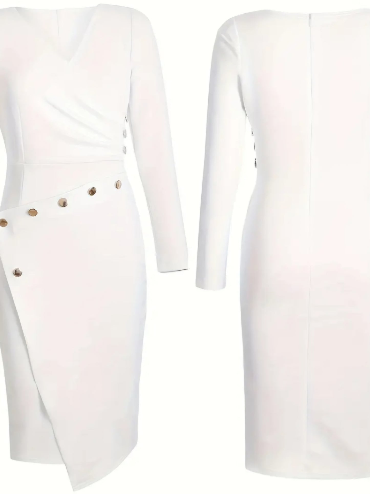 Deep V-Neck Pencil Midi Dress