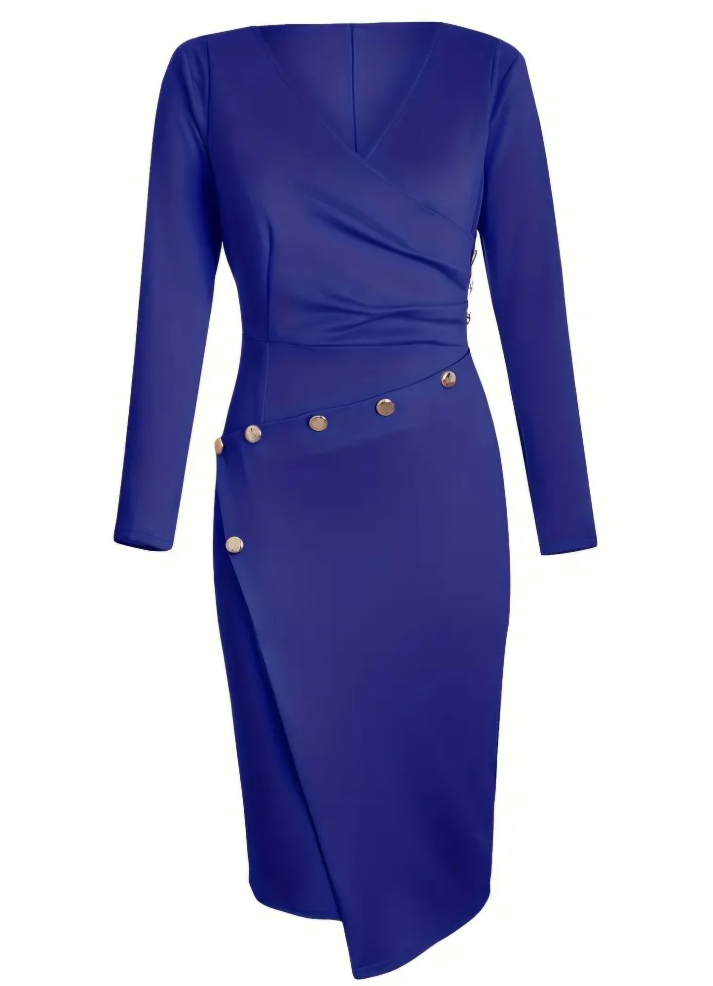 Deep V-Neck Pencil Midi Dress