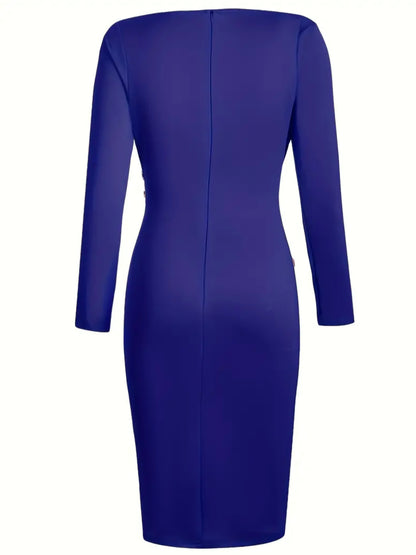 Deep V-Neck Pencil Midi Dress