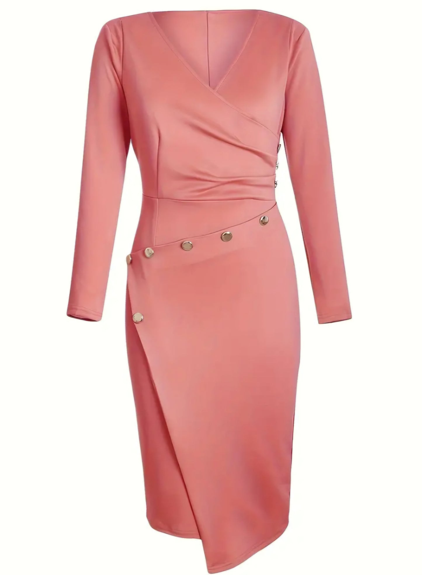 Deep V-Neck Pencil Midi Dress