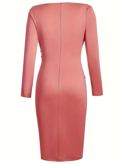 Deep V-Neck Pencil Midi Dress