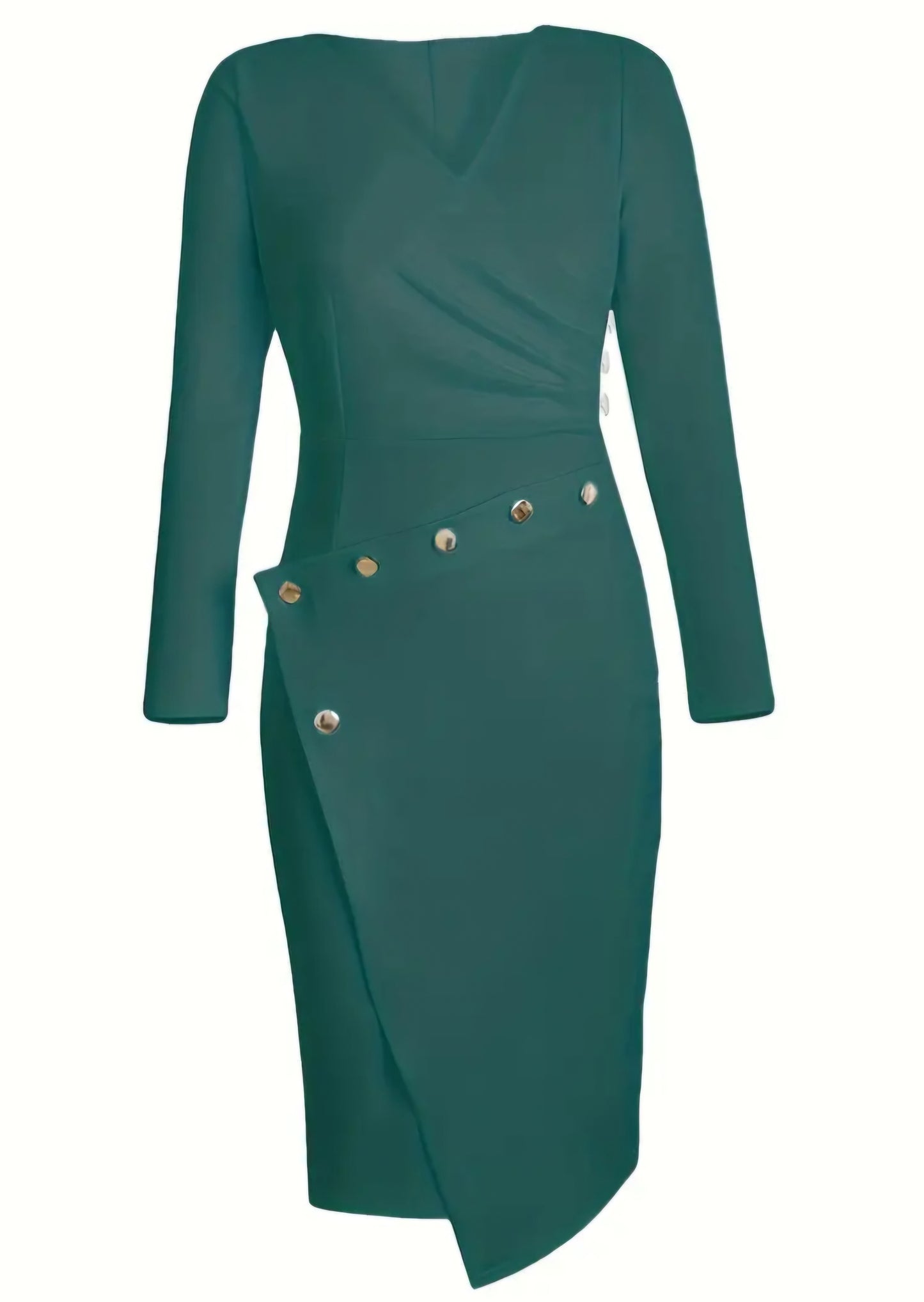 Deep V-Neck Pencil Midi Dress