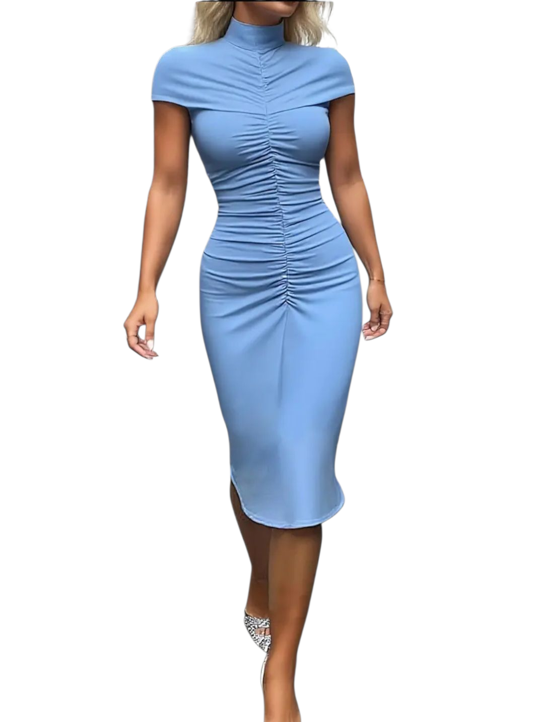 Elegant Mock-Neck Midi Dress