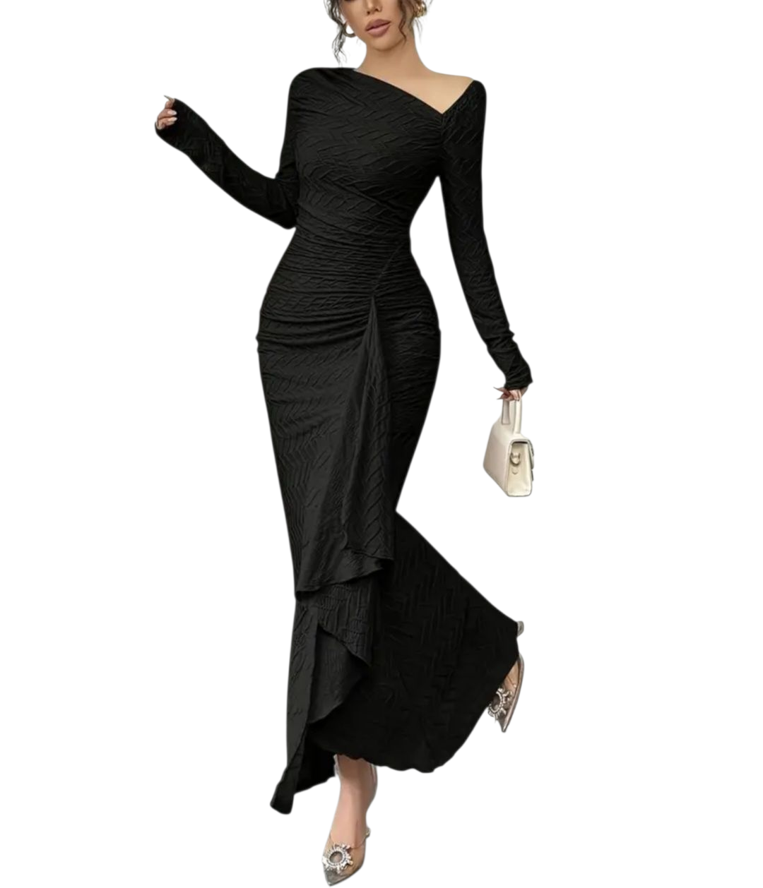 Elegant Asymmetrical Ruched Dress