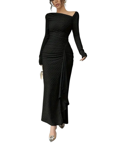 Elegant Asymmetrical Ruched Dress