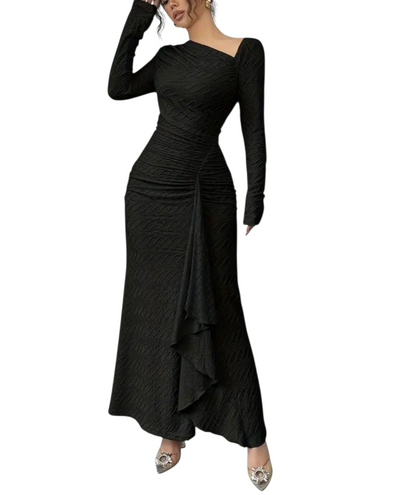 Elegant Asymmetrical Ruched Dress
