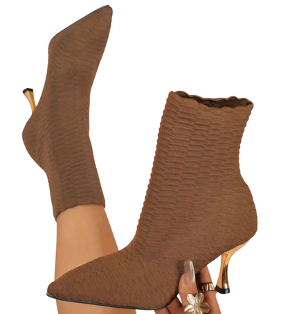 Knitted High-Heeled Short Boots