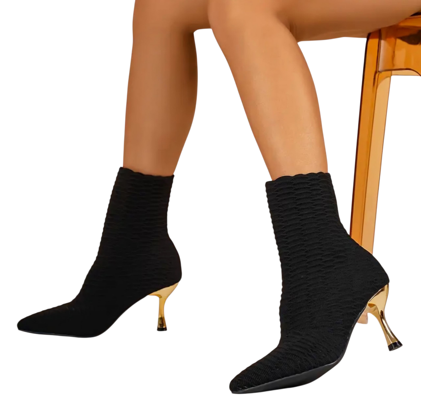 Knitted High-Heeled Short Boots