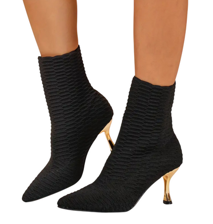 Knitted High-Heeled Short Boots