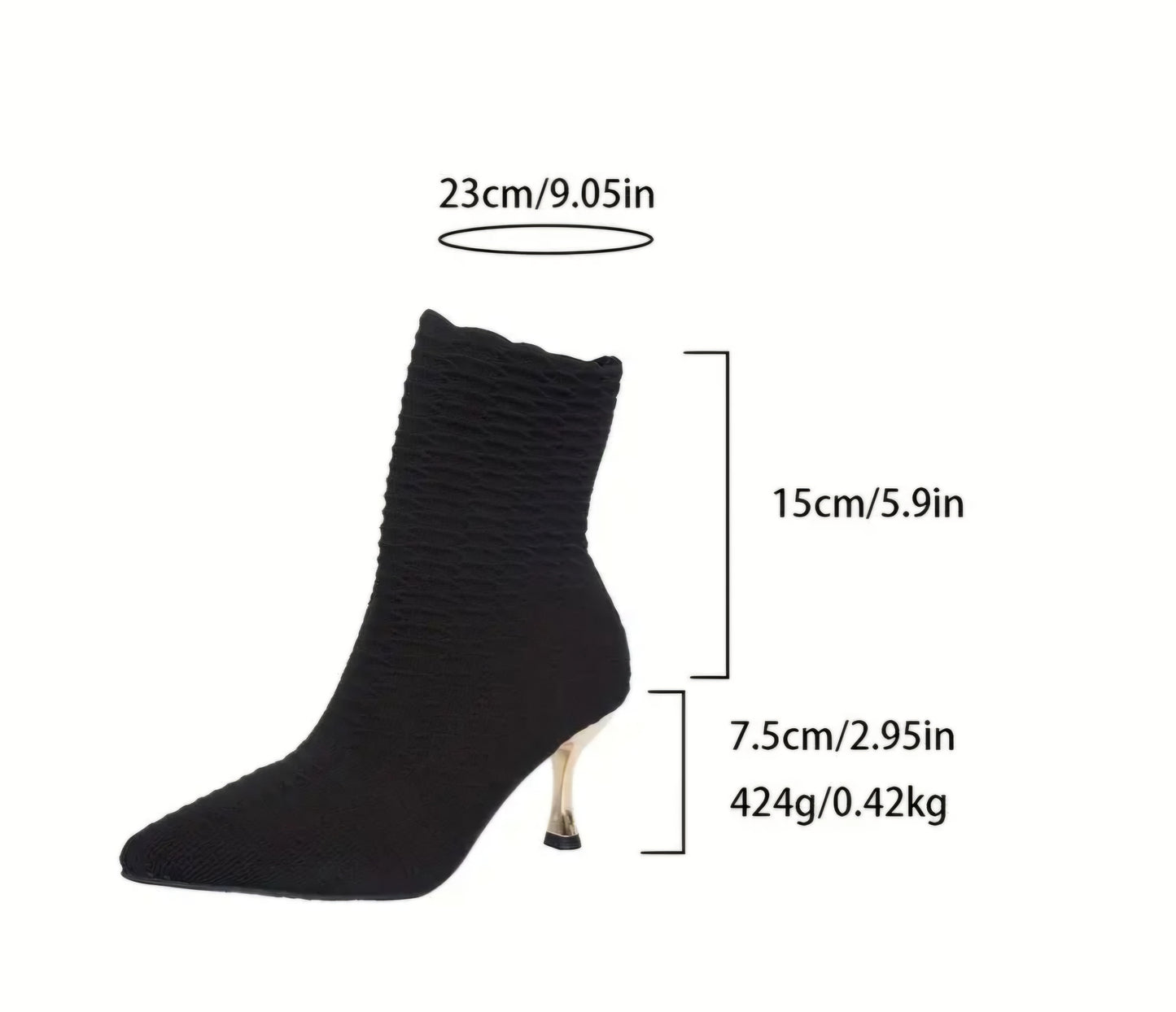 Knitted High-Heeled Short Boots