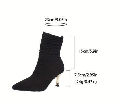 Knitted High-Heeled Short Boots