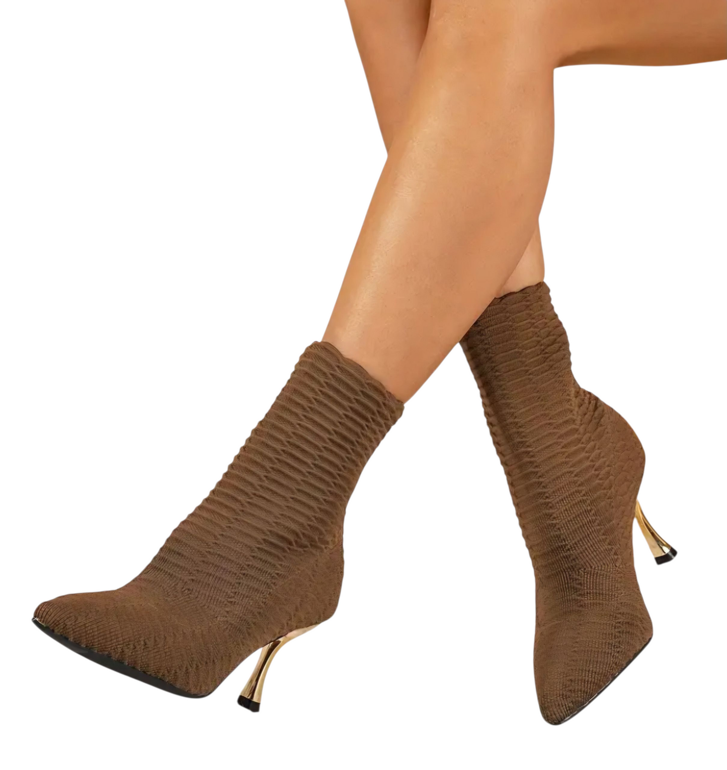 Knitted High-Heeled Short Boots