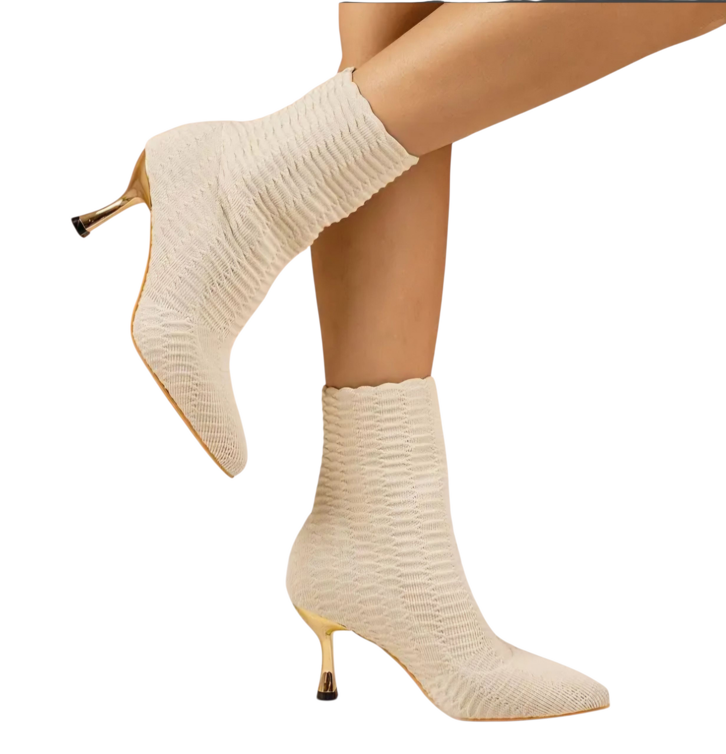 Knitted High-Heeled Short Boots