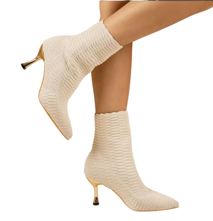 Knitted High-Heeled Short Boots
