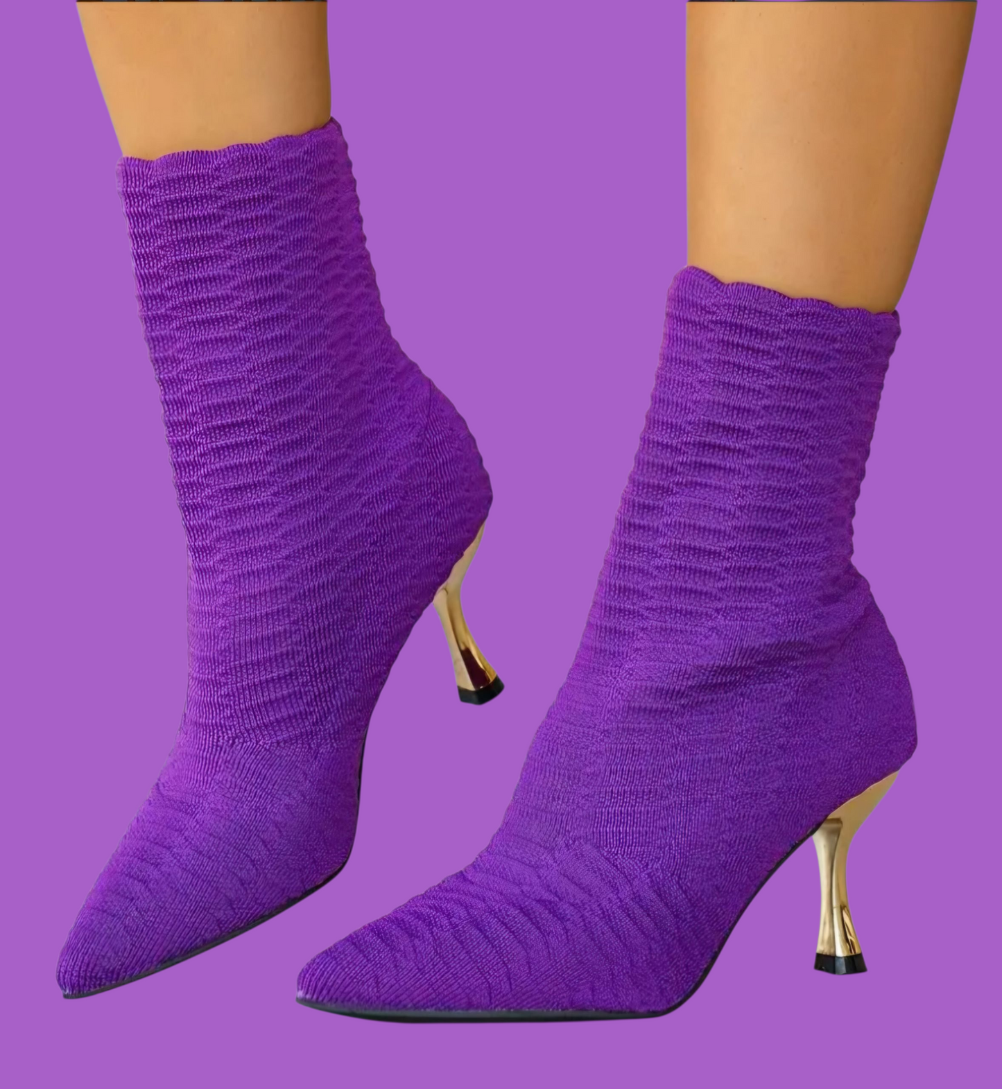 Knitted High-Heeled Short Boots
