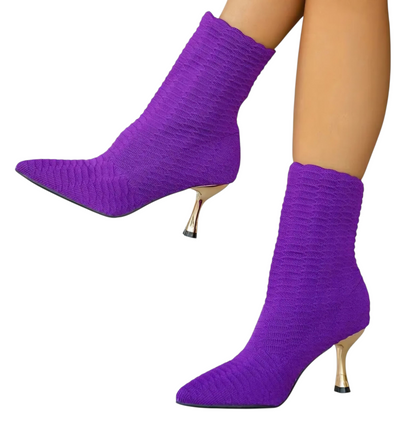 Knitted High-Heeled Short Boots