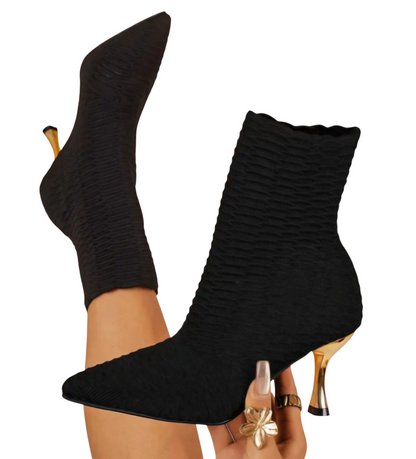 Knitted High-Heeled Short Boots