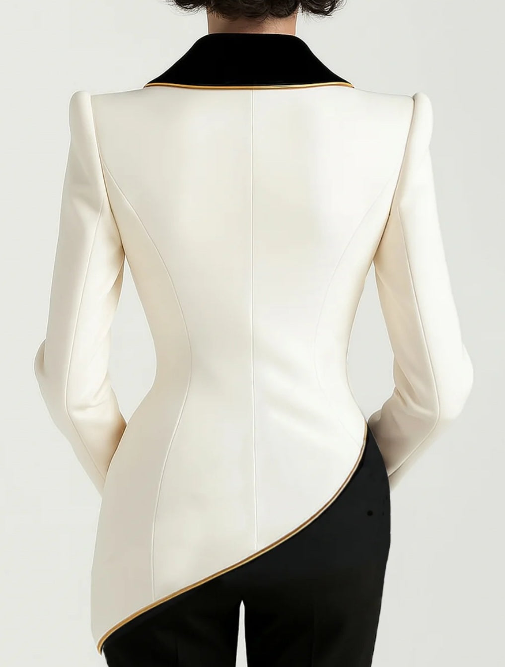 Elegant Asymmetrical Color-block Lapel Blazer