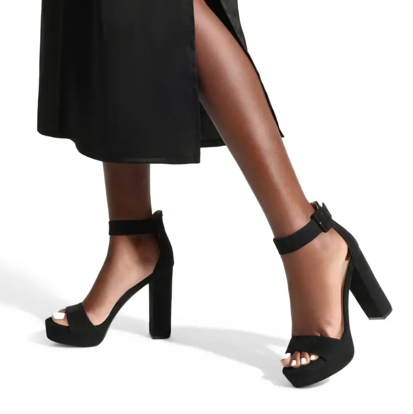 Open Toe Chunky High- Heel Platform Pump