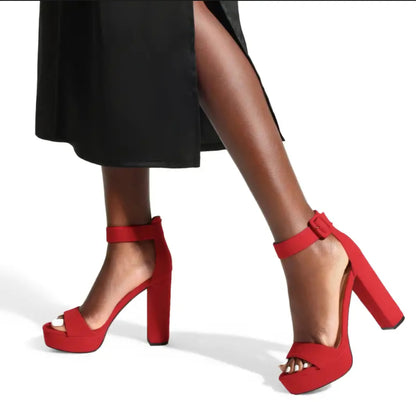 Open Toe Chunky High- Heel Platform Pump