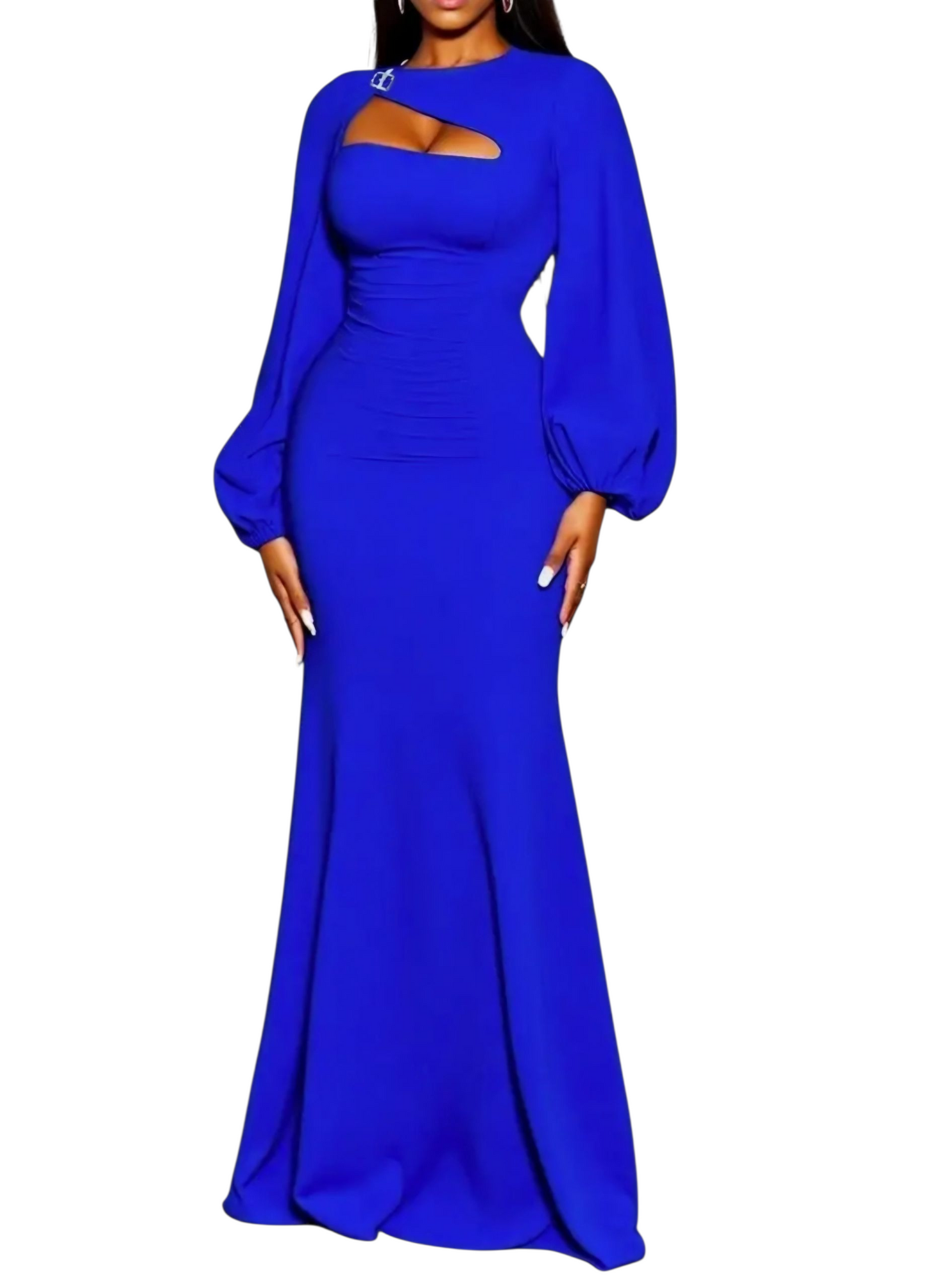 Hollowed-Out Lantern Sleeve Mermaid Dress