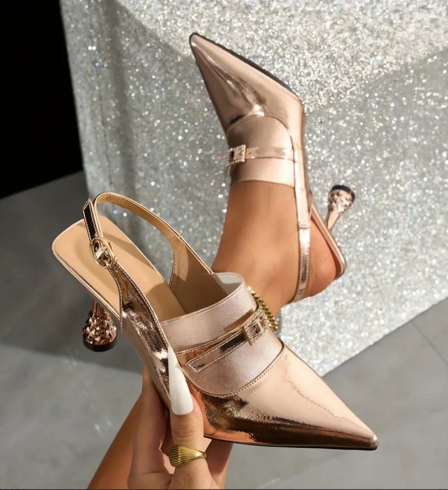 Elegant Pointy-Toe High Heels Ankle Strap