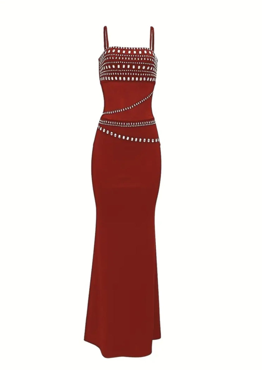 Rhinestone-Embellished Sleeveless Mermaid Dress