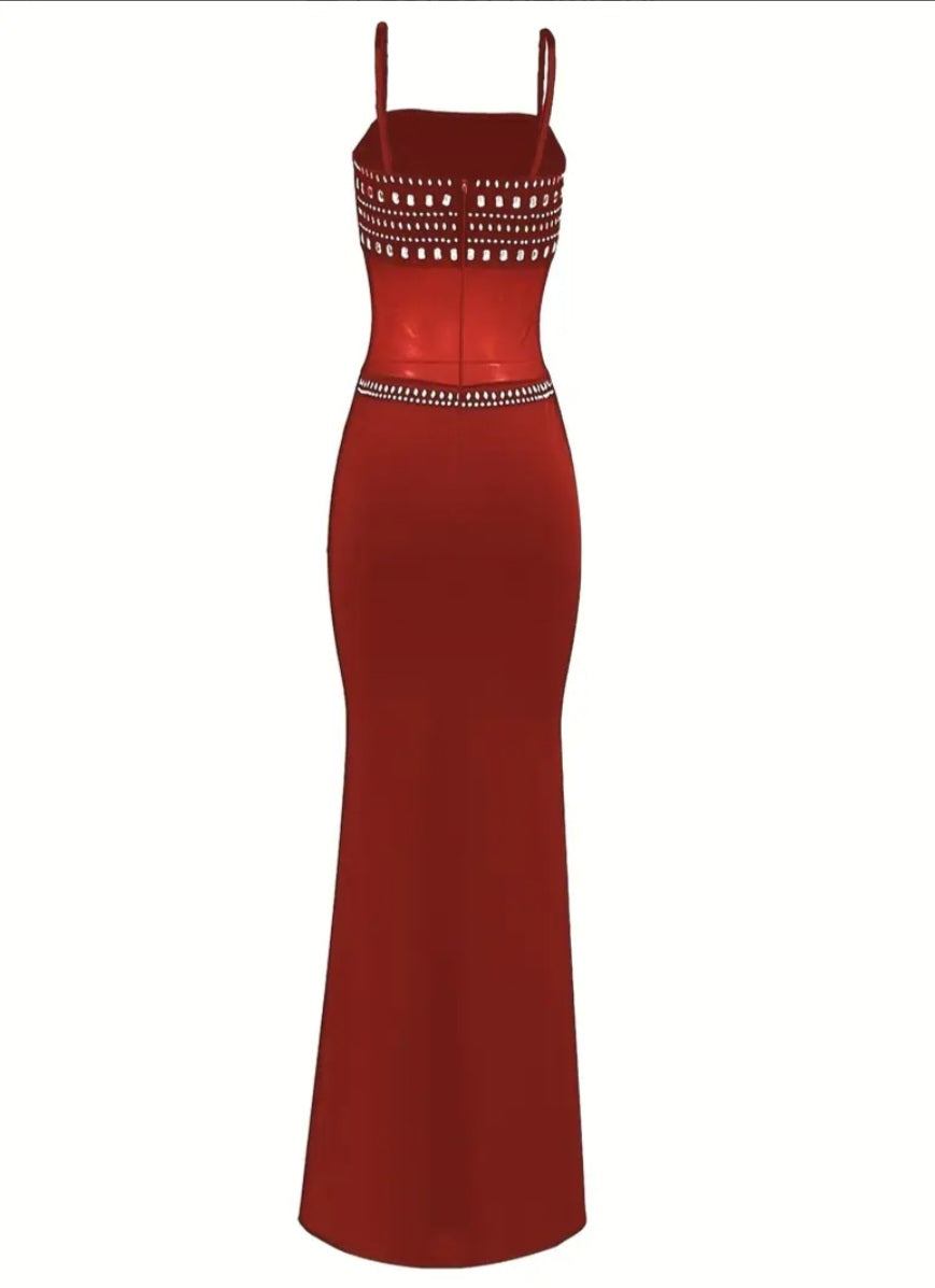 Rhinestone-Embellished Sleeveless Mermaid Dress