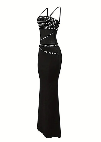 Rhinestone-Embellished Sleeveless Mermaid Dress