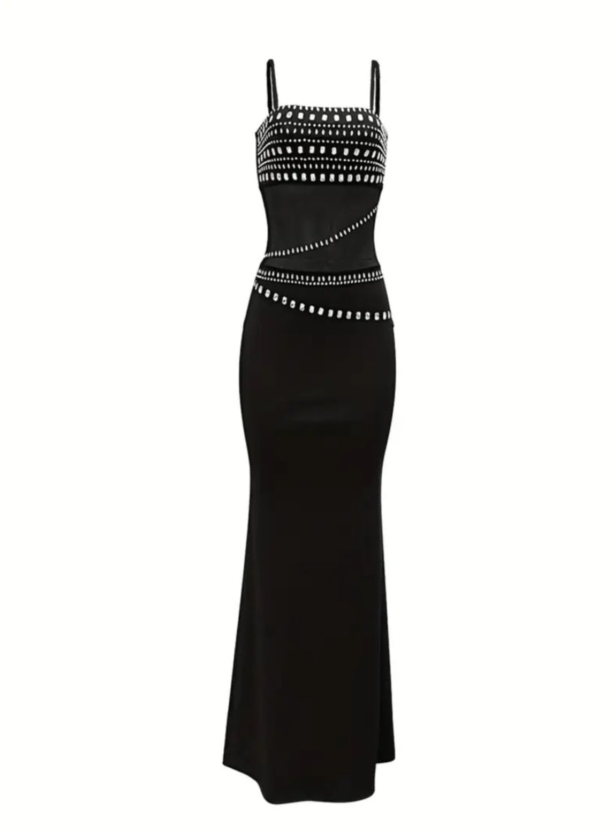Rhinestone-Embellished Sleeveless Mermaid Dress