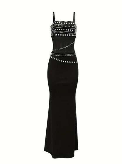 Rhinestone-Embellished Sleeveless Mermaid Dress