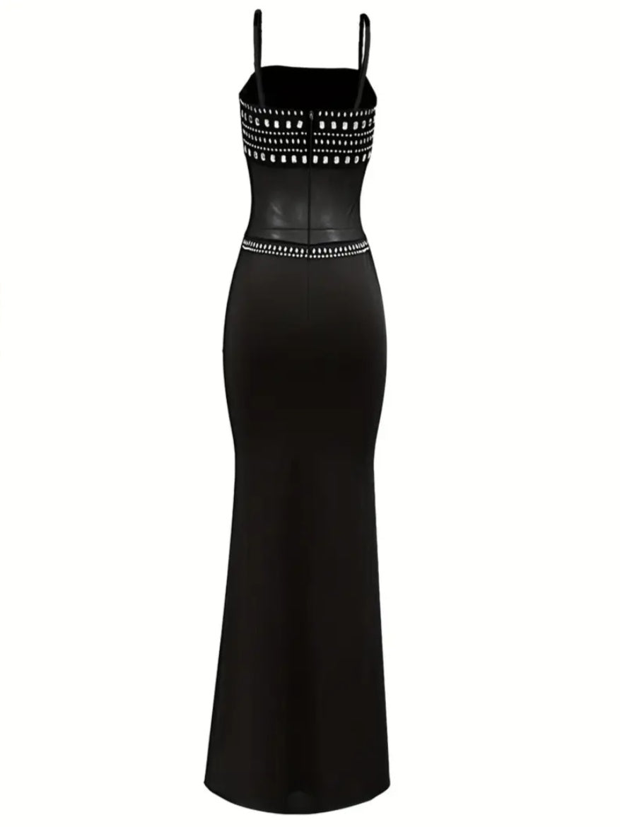 Rhinestone-Embellished Sleeveless Mermaid Dress