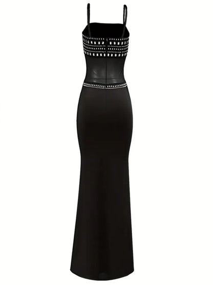 Rhinestone-Embellished Sleeveless Mermaid Dress