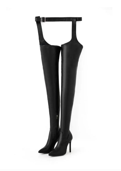 Belted Thigh-High Boots