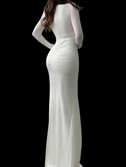 Elegant Lona Sleeve V-Neck Dress