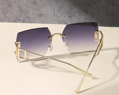 Large Square Frame Metal Rimless Glasses