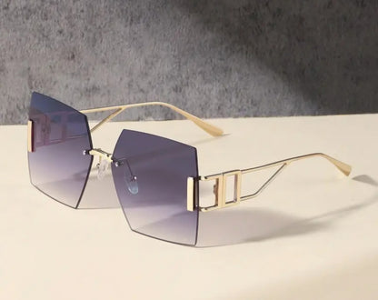 Large Square Frame Metal Rimless Glasses
